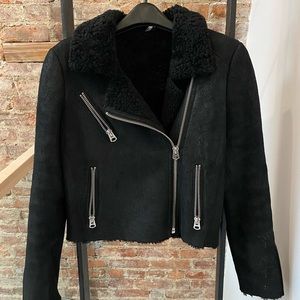 Shearling black jacket from Topshop
